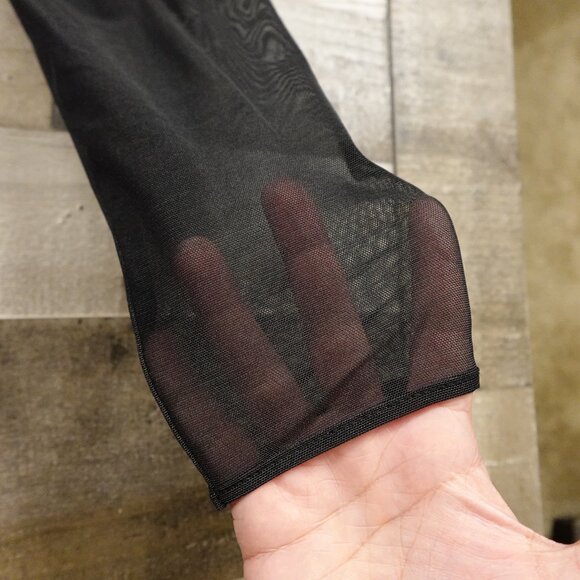 JS Collections Mesh Long Sleeve Top Women’s 16 Black Cocktail Blouse - Picture 2 of 9